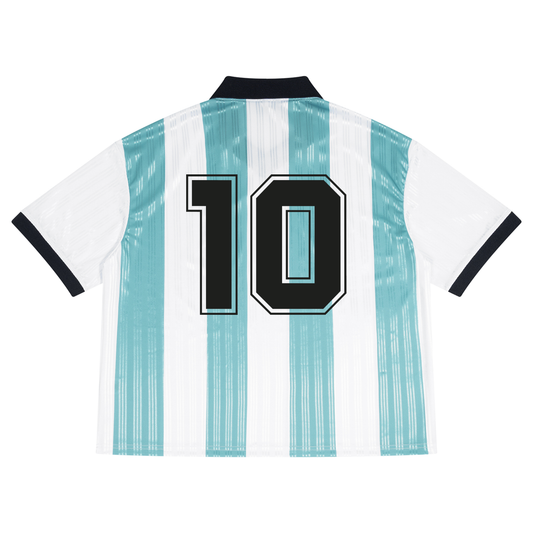 Maradona Argentine Legend Boxy Striped Collared Jersey