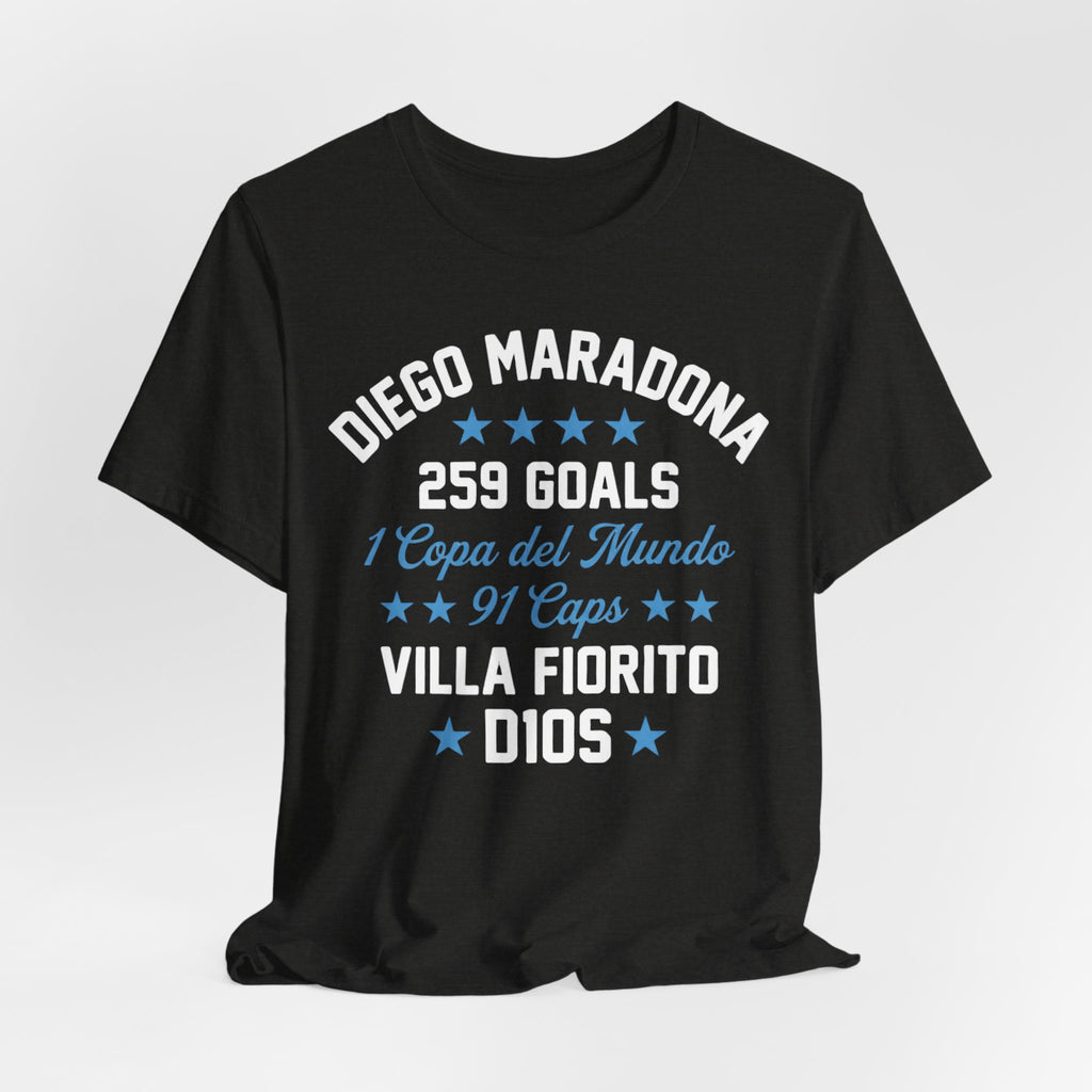 Maradona 259 Goals Tee — Copa del Mundo & Villa Fiorito Tribute T-Shirt (Dark)