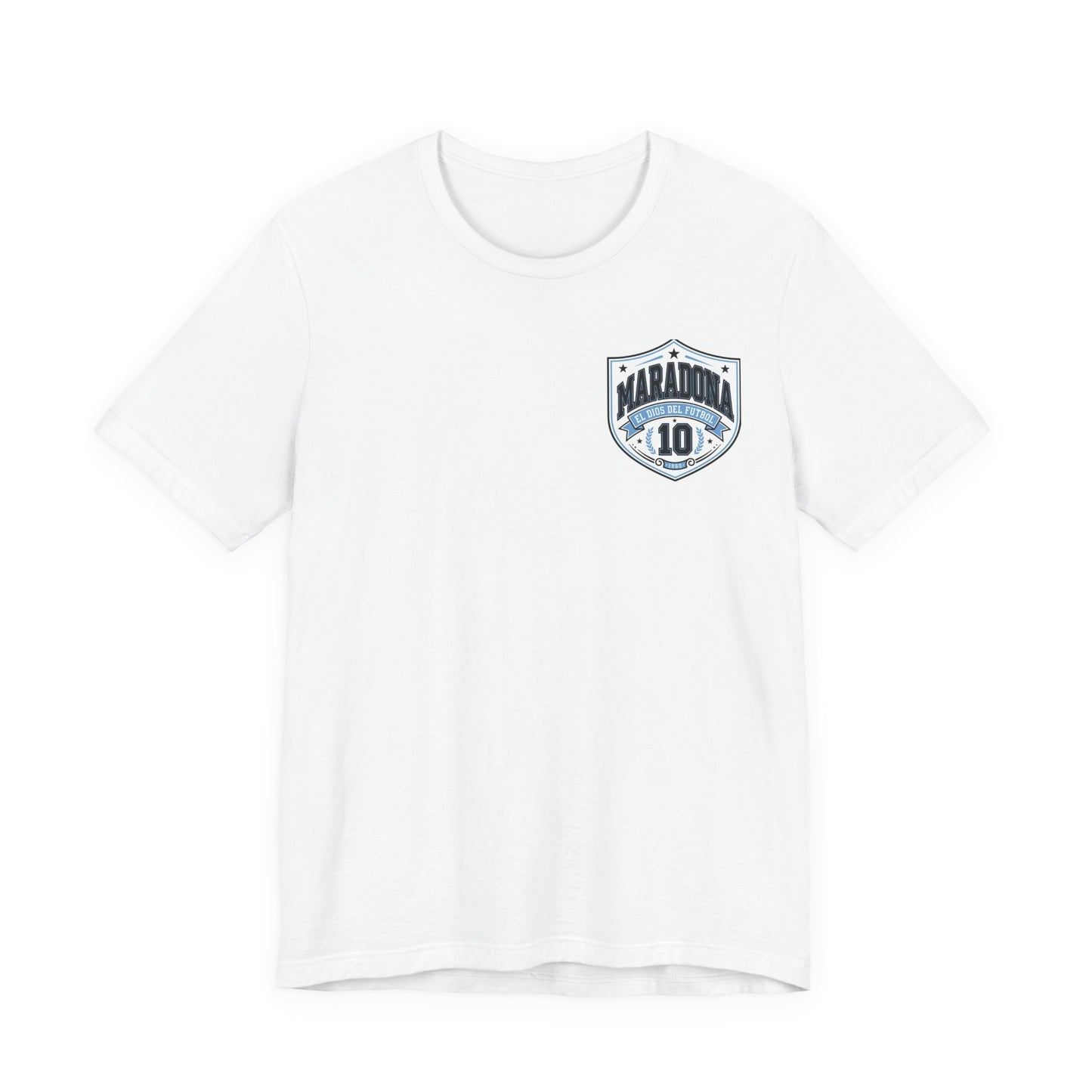 Maradona El Dios Del Futbol 10 White Crest Tee