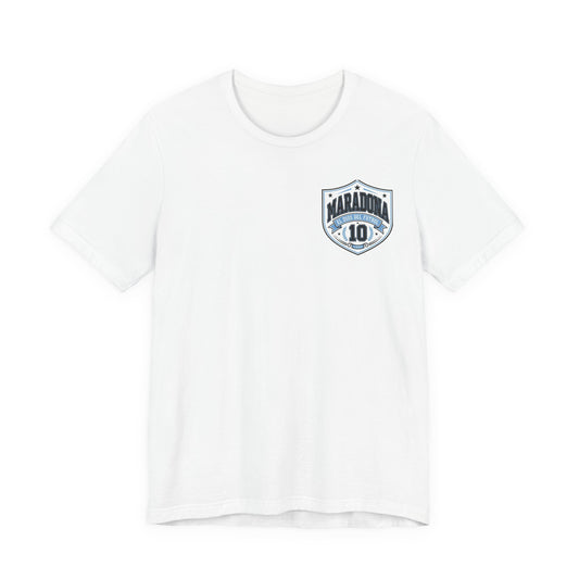 Maradona El Dios Del Futbol 10 White Crest Tee