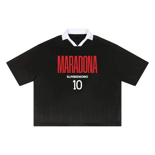 Maradona El Pibe de Oro Striped Collared Boxy Jersey