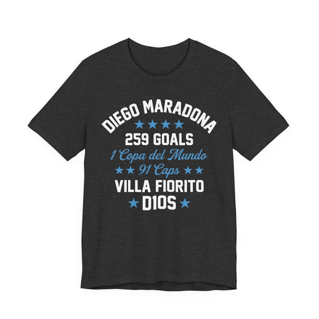 Maradona 259 Goals Tee — Copa del Mundo & Villa Fiorito Tribute T-Shirt (Dark)