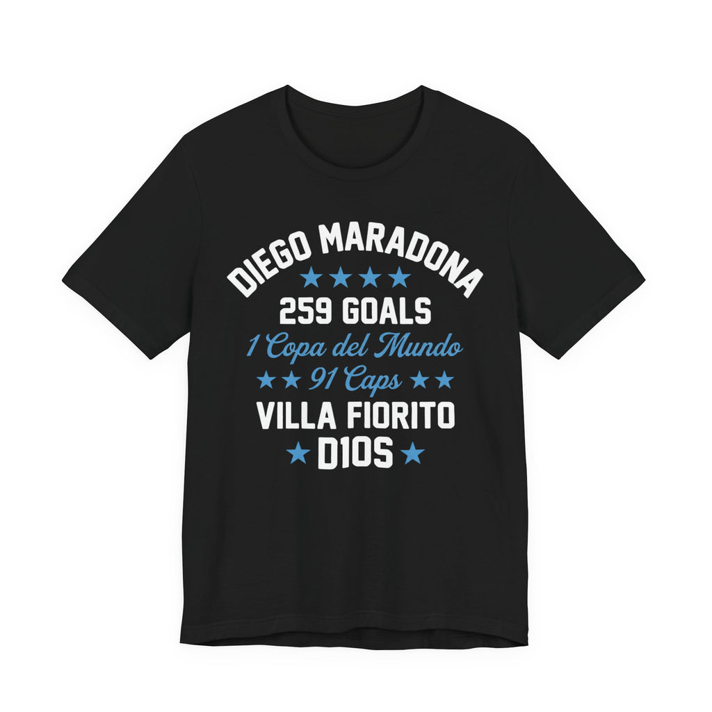 Maradona 259 Goals Tee — Copa del Mundo & Villa Fiorito Tribute T-Shirt (Dark)