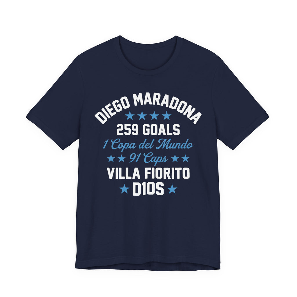 Maradona 259 Goals Tee — Copa del Mundo & Villa Fiorito Tribute T-Shirt (Dark)