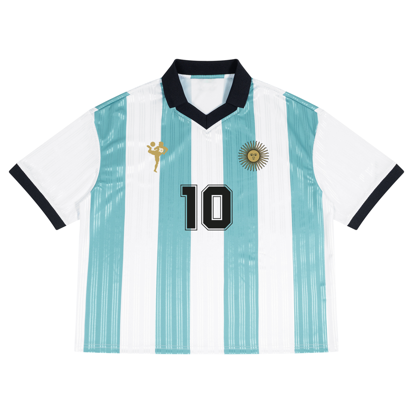Maradona Argentine Legend Boxy Striped Collared Jersey